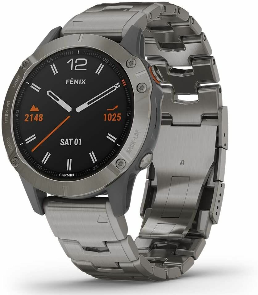 Часы GARMIN Fenix 6 Sapphire (Titanium Gray/Titanium Band) (Часы GARMIN fenix 6 Sapphire,Titanium Gray w/Ti Band,GPS Watch (010-02158-23))