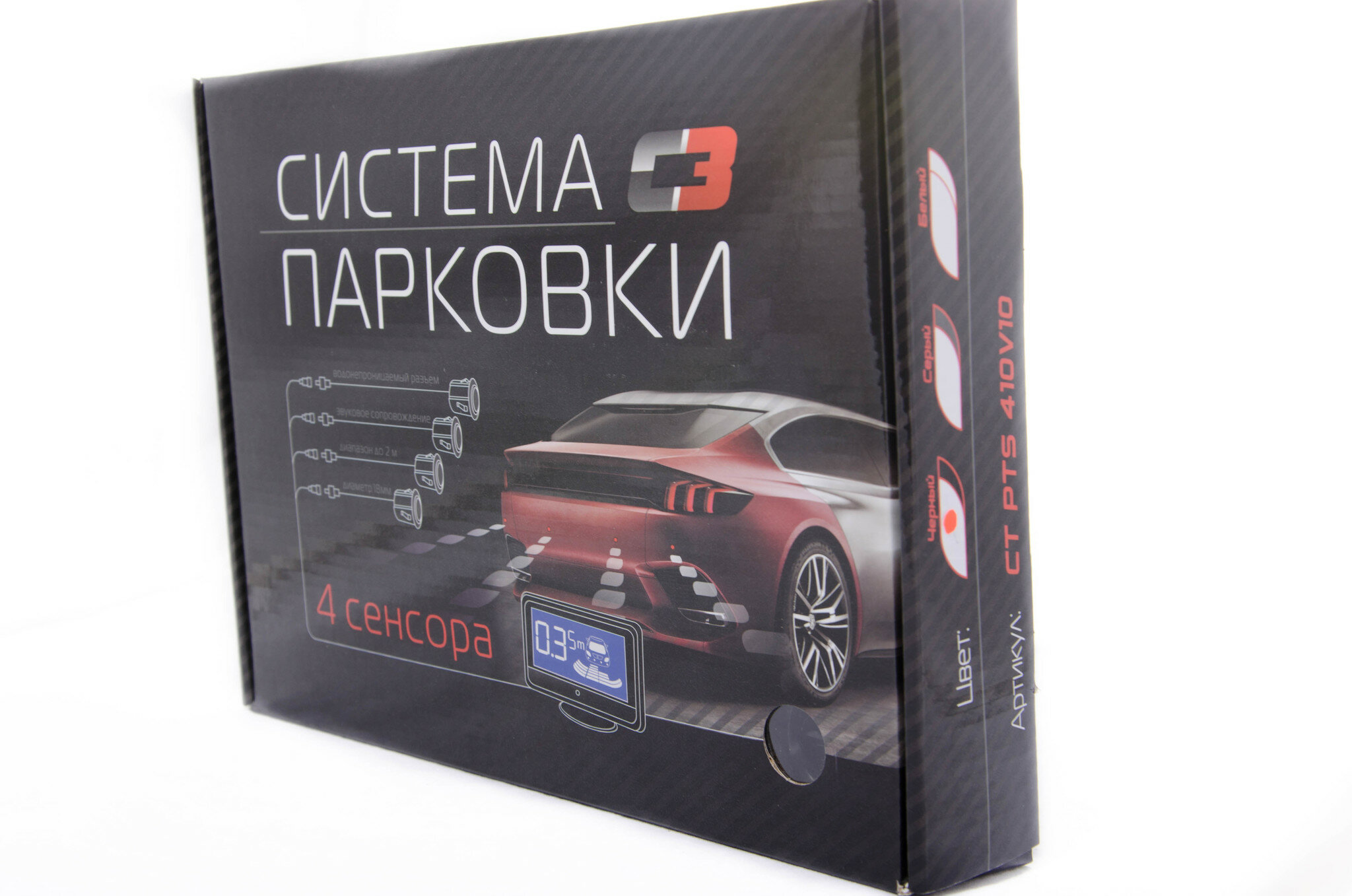 Парктроник СТ PTS 410V10 (4датчика) black ЖК