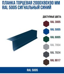 Планка торцевая (2000х80х90)мм RAL 5005 Сигнальный синий