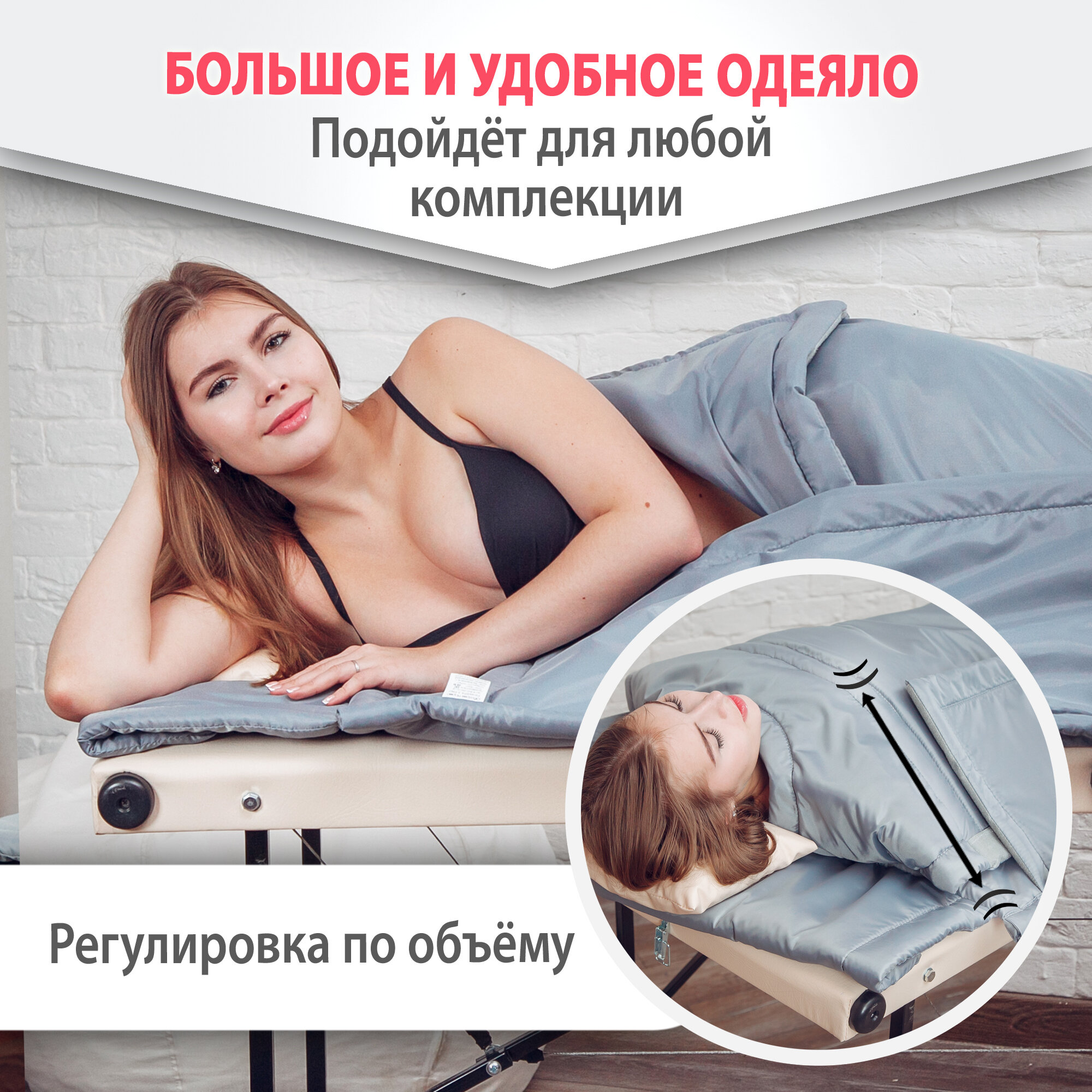 Комплект Трехзонное термоодеяло для обертывания FitnesSPA 3 PRO + термоматрас подогрев массажного стола FitnesSPA MINI - фотография № 6