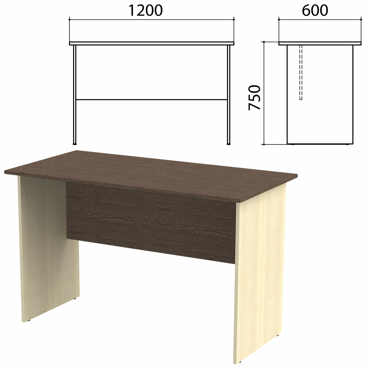 Стол письменный «Канц», 1200×600×750 мм, цвет венге/дуб молочный (комплект)