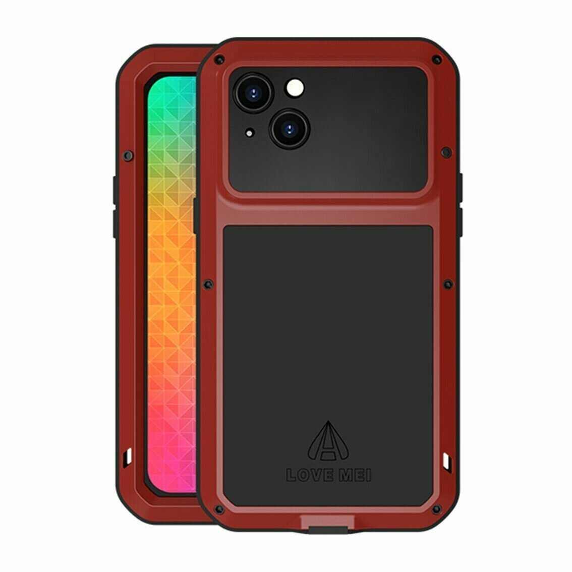 Гибридный чехол LOVE MEI для iPhone 14 (красный)