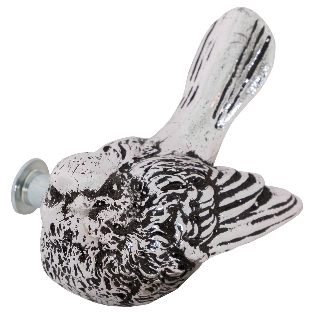 Ручка мебельная BOGACHO Птичка Терра левая из литьевого мрамора серебристого цвета ручная работа - фотография № 12