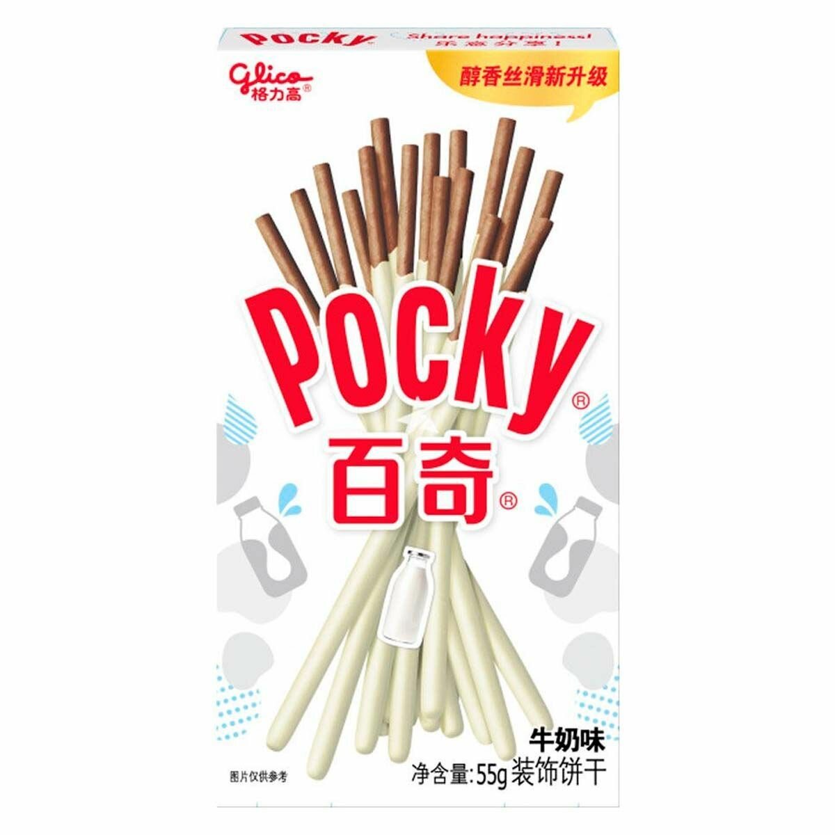 Бисквитные палочки Glico Pocky Milk со вкусом молока (Китай), 55 г