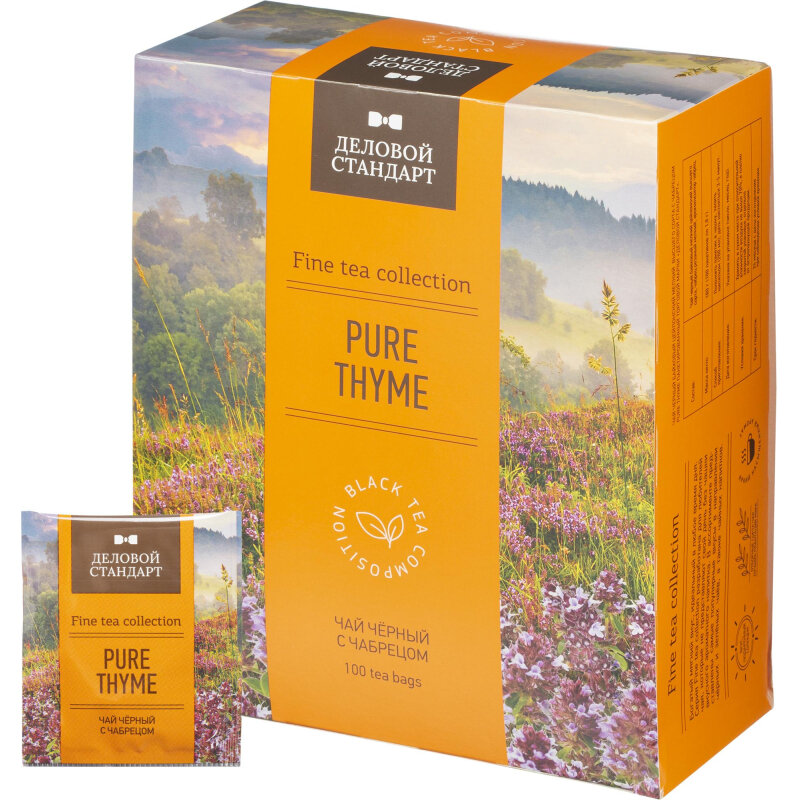 Чай Деловой Стандарт Pure thyme черн.с чабрецом 100 пакx2гр - фотография № 6