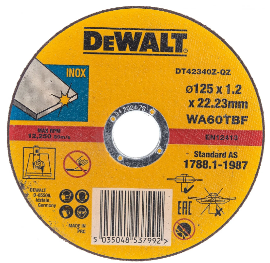 Круг отрезной по металлу DEWALT DT42340Z, INDUSTRIAL, (125 x 22.2 х 1.2 мм) 25шт