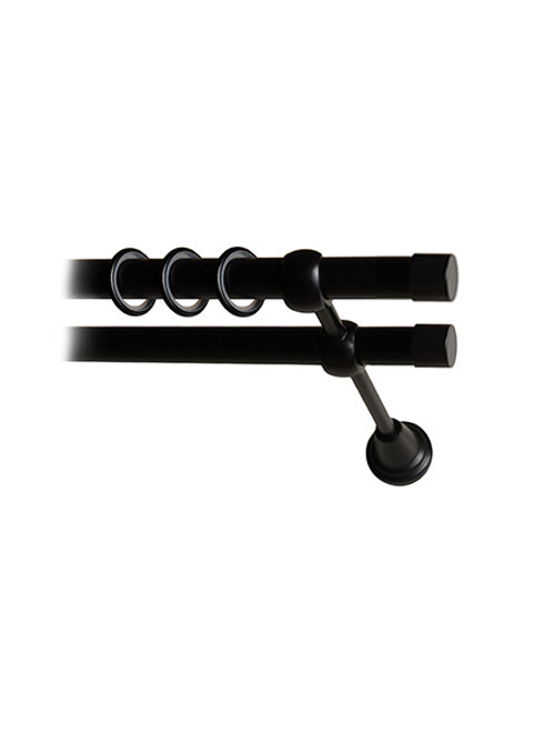 Карниз металлический Заглушка, 2-рядный, гладкий, D-19/19 мм., цвет Черный матовый, 2 м. - фотография № 1