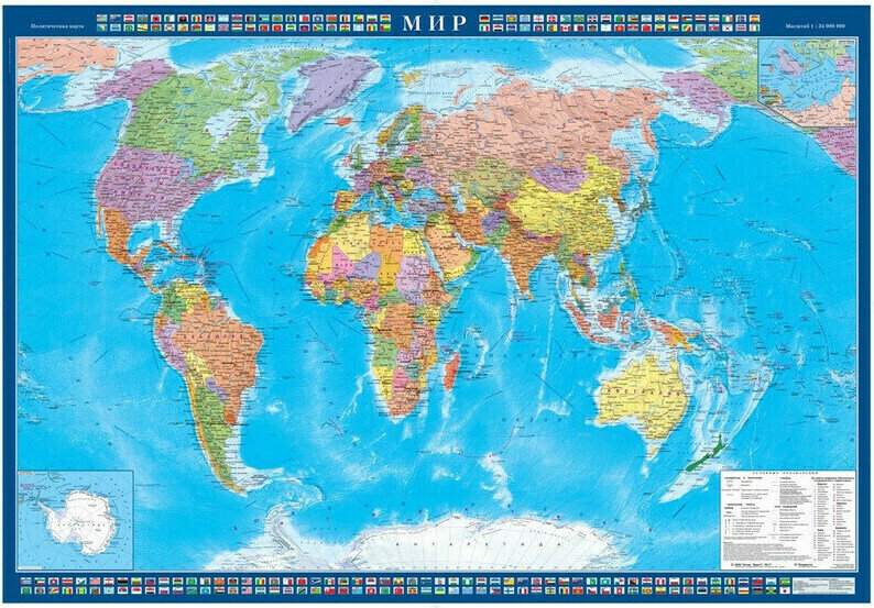 Географическая карта Настенная карта Атлас Принт Мир политическая 143х102м.