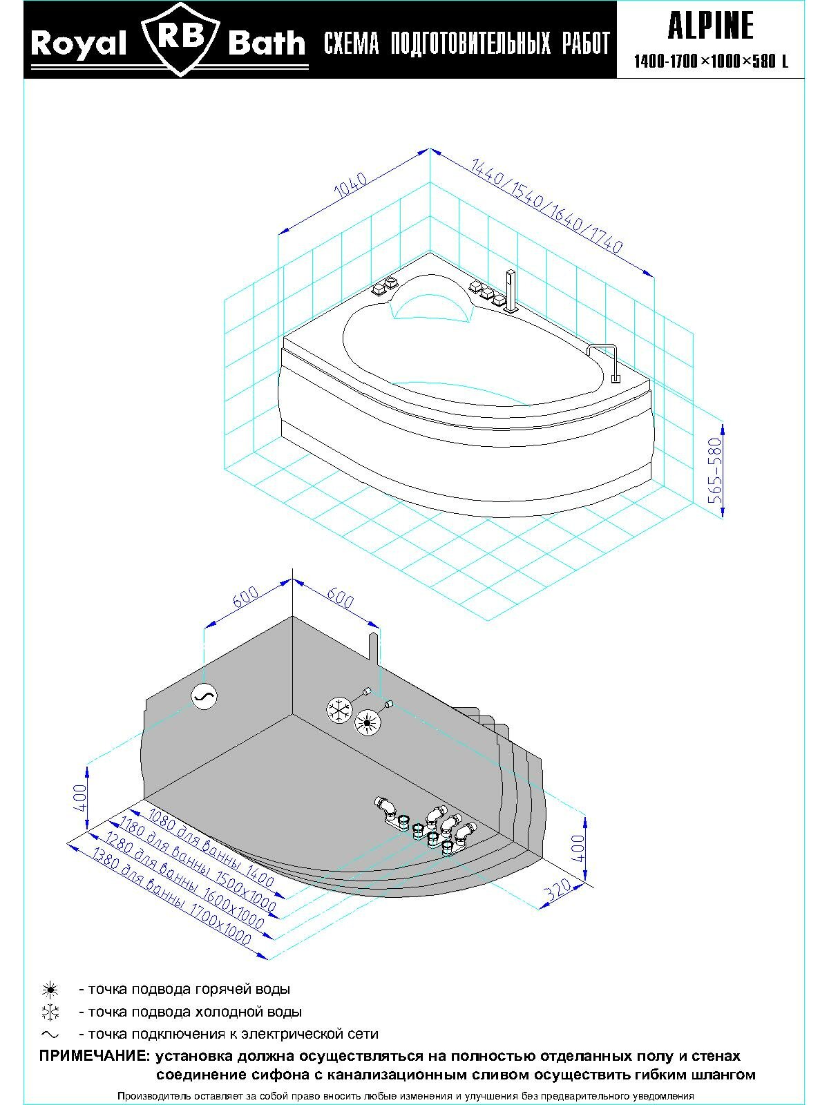 Гидромассажная ванна Royal Bath ALPINE DE LUXE 170x100x58L - фотография № 4