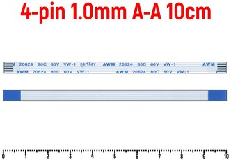 Шлейф FFC 4-pin Шаг 1.0mm Длина 10cm Прямой A-A