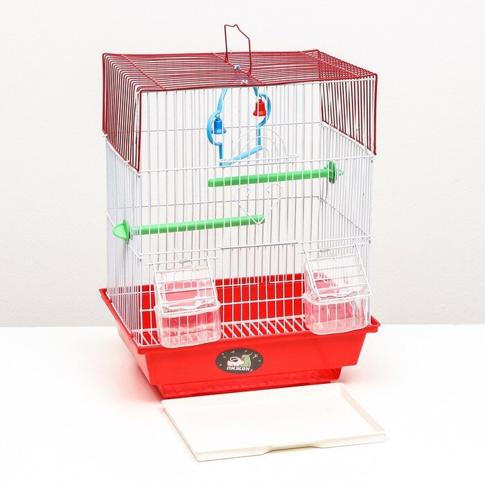 Клетка для птиц укомплектованная 30 х 23 х 39 см, красная - фотография № 6