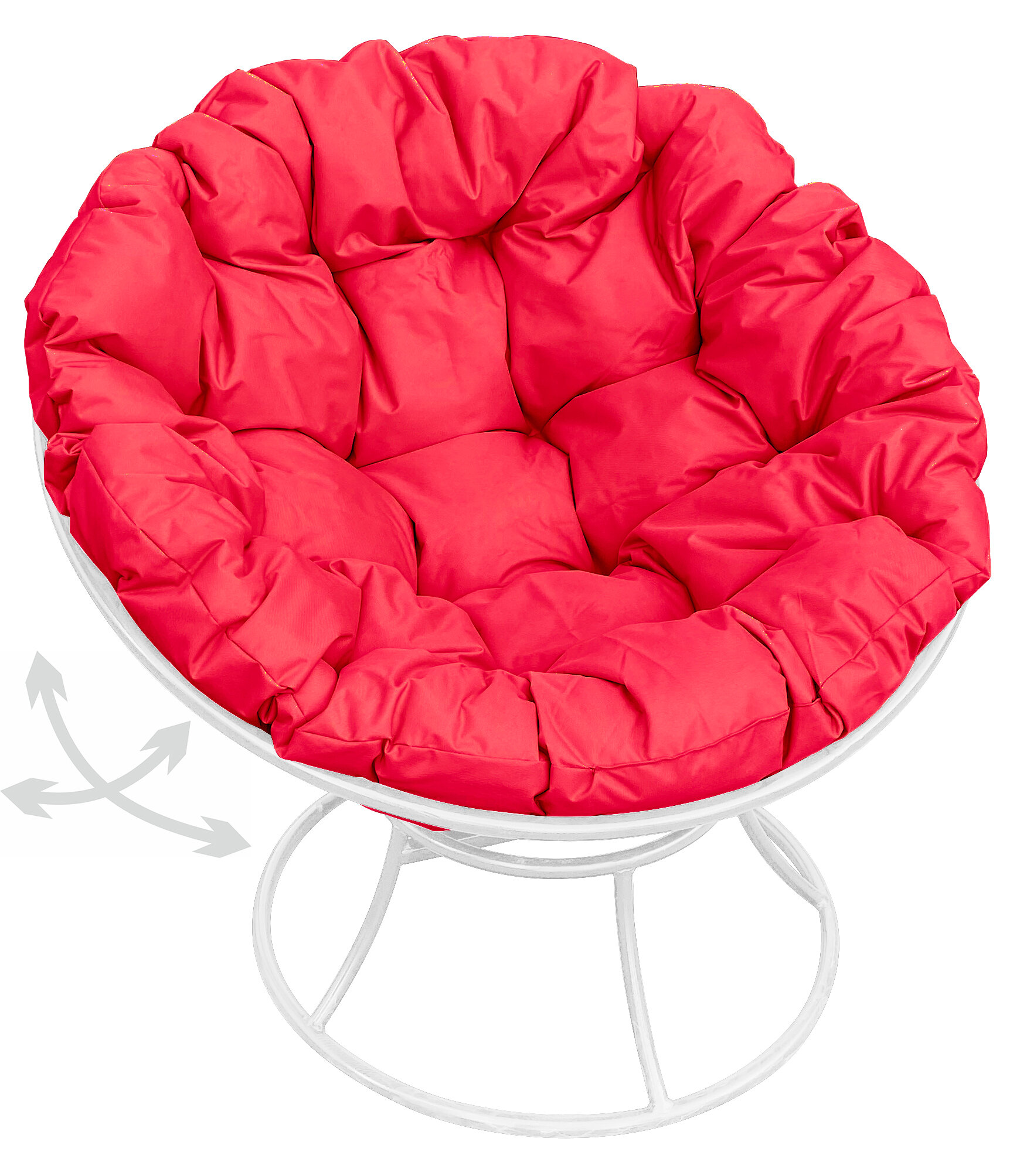 Кресло m-group папасан пружинка белое, красная подушка