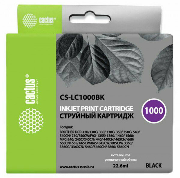 Картридж BLACK 22.6ML CACTUS CS-LC1000BK