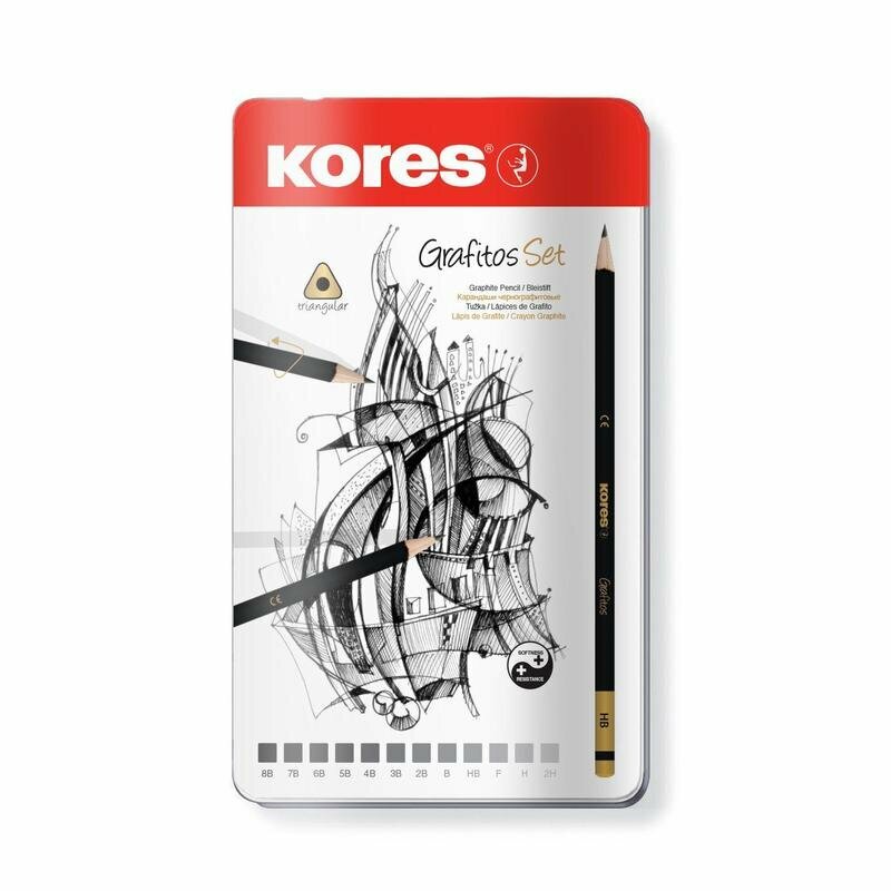 Набор чернографитных карандашей Kores Grafitos заточенные 12 штук в упаковке, 1153064