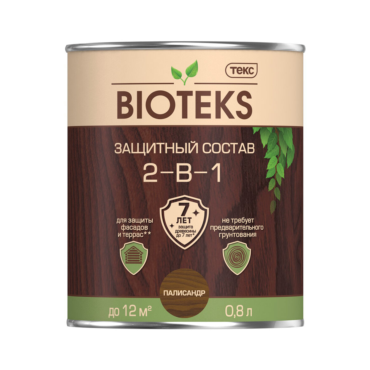 Защитный лессирующий состав для дерева Bioteks 2-в-1, 0,8 л, палисандр