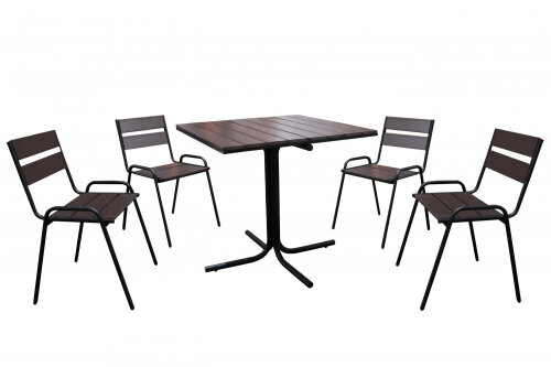 Комплект садовой мебели GARDEN STORY Фьюжн 2 (4 кресла+стол полимерн. доска коричневый)