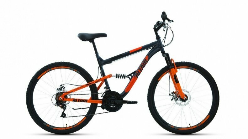 Горные (кросс-кантри) велосипеды ALTAIR Горный двухподвес ALTAIR MTB FS 26 2.0 disc 18" (2021), 18" темно-серый/оранжевый