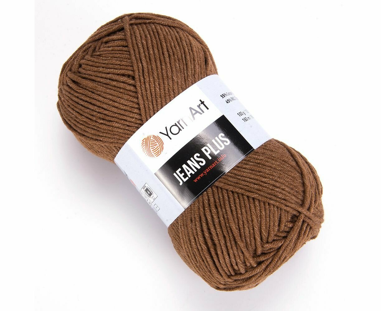 фото Пряжа YarnArt Jeans Plus - 1 шт (ЯрнАрт Джинс Плюс)100г, 160м, цвет 40 коричневый, Нитки для вязания, 55% хлопок 45% полиакрил
