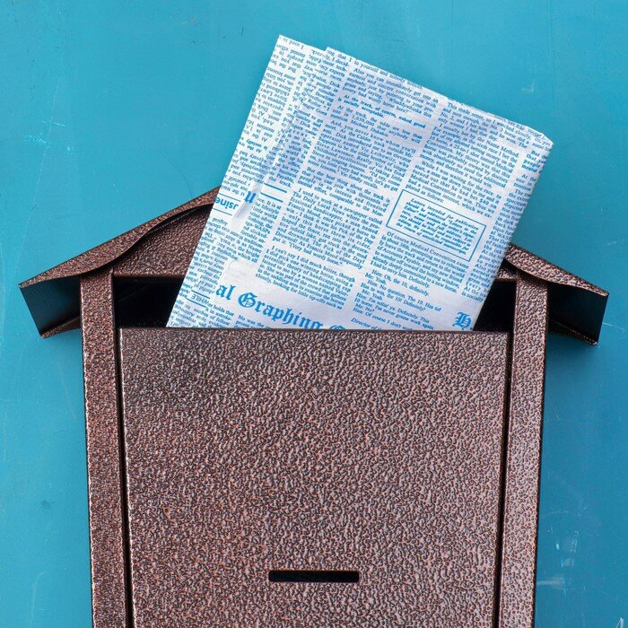 Ящик почтовый с замком, «Домик», медный - фотография № 9