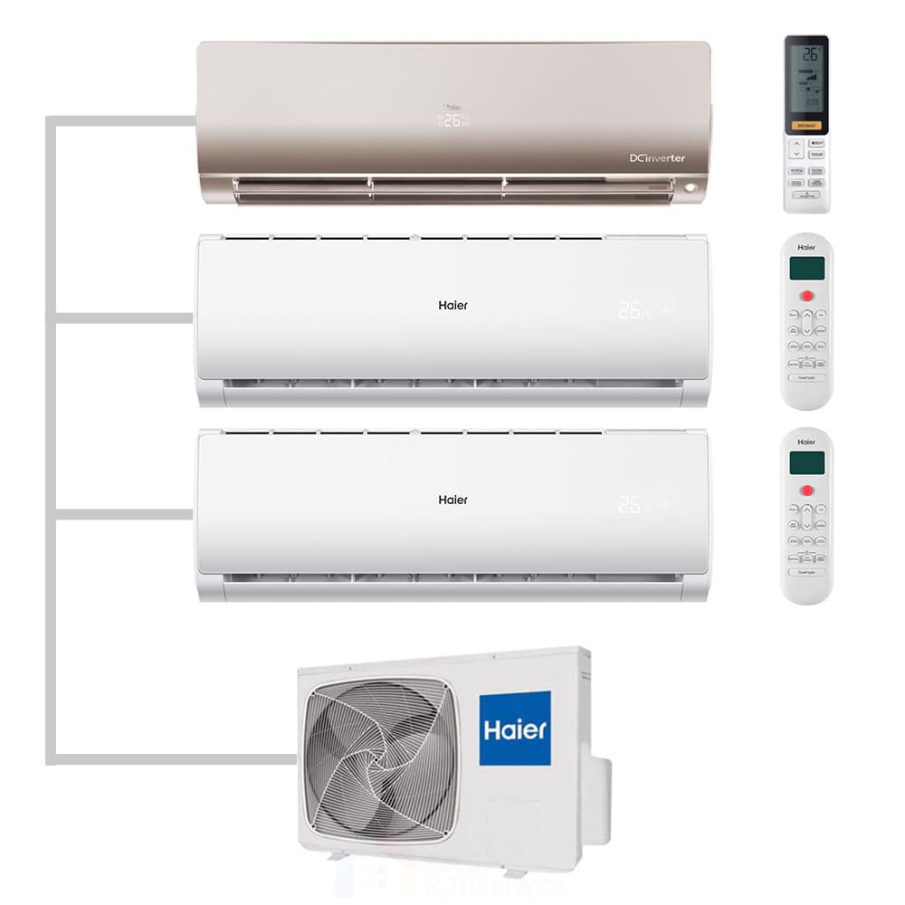 Мульти сплит-система настенная Haier AS25S2SF2FA-G / AS12TS6HRA-M / AS07TS6HRA-M / 3U70S2SR5FA Inverter