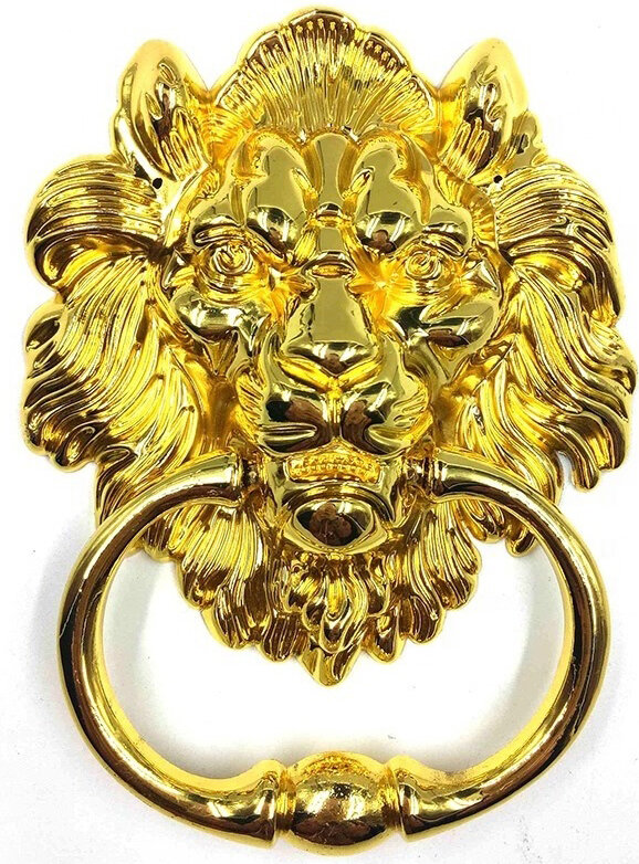 Декоративная ручка-кольцо в виде льва (Золотистый)