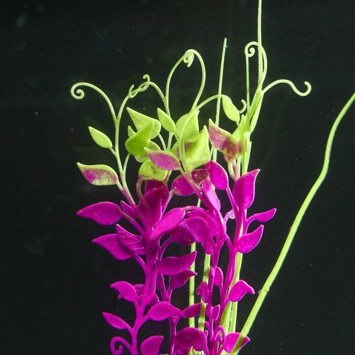 Растение силиконовое аквариумное, светящееся в темноте, 11 х 18 см, фиолетовое - фотография № 2