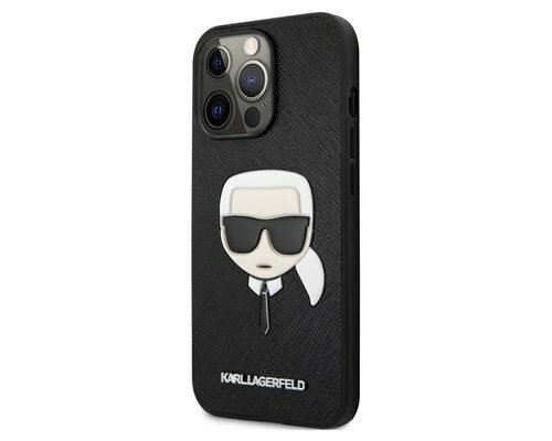 Панель Lagerfeld для iPhone 13 Pro, PU Saffiano Karl's Head Hard Black