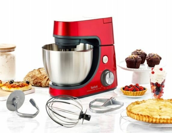 Планетарный кухонный комбайн Tefal Masterchef Gourmet KTM MCG UPGRADE QB516G3 1100 Вт, красный - фотография № 6