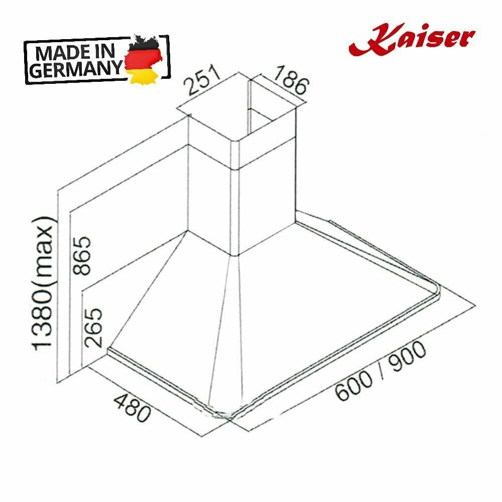 Настенная вытяжка 90 см Kaiser Empire A 9315 Em Eco черная - фотография № 6