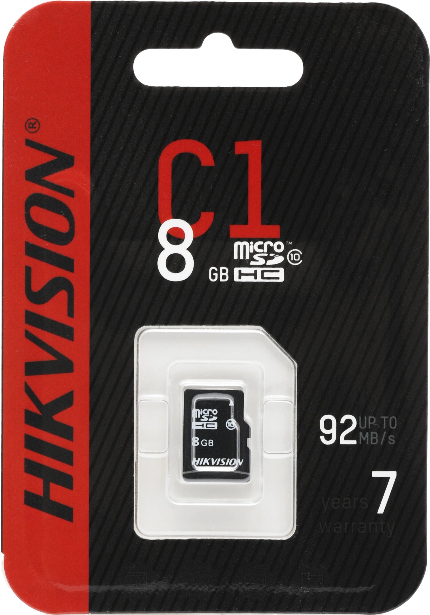Флеш карта microSDHC 8GB Hikvision HS-TF-C1(STD)/8G/ZAZ01X00/OD C1 w/o adapter