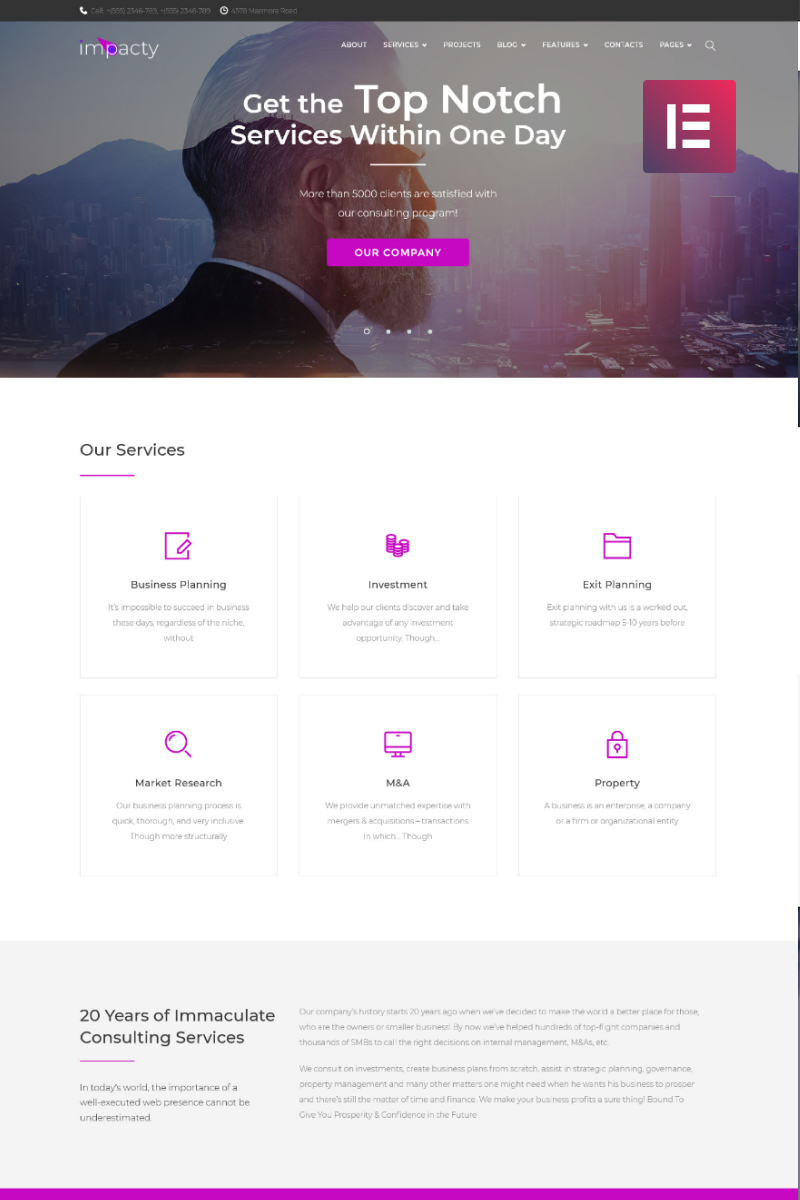 Шаблон Wordpress Impacty - Business Consulting WordPress Elementor Theme Theme WordPress