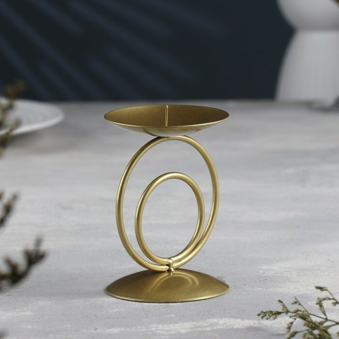 Подсвечник "Закат" металл на одну свечу, 8,3х11 см, золотой - фотография № 3