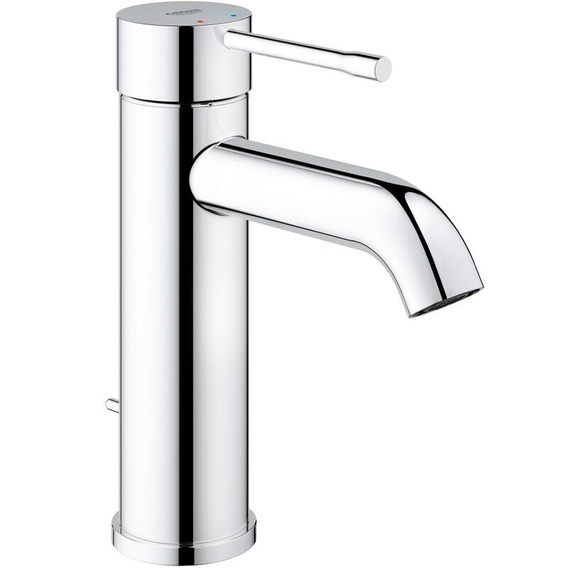 Смеситель для раковины GROHE Essence+, 23589001 с низким изливом и донным клапаном, хром