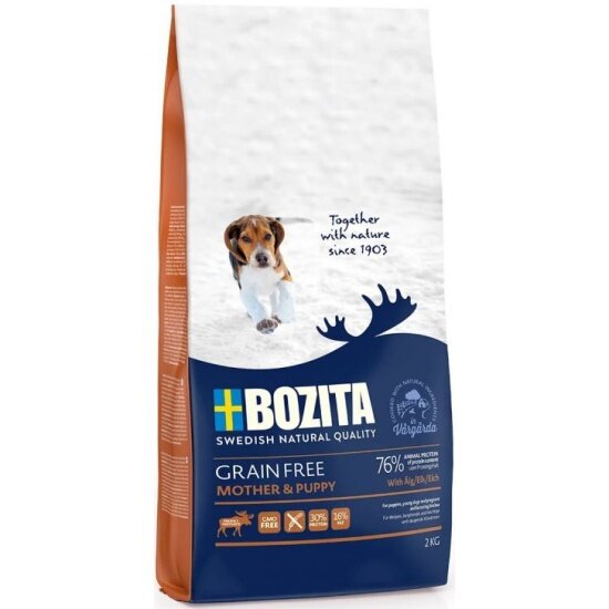 BOZITA GRAIN FREE Mother Puppy, Elk 30/16 2 кг сухой корм беззерновой для щенков и юниоров всех по , 74226 (2 шт)