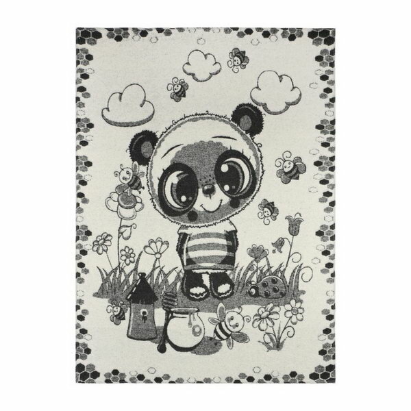 Одеяло байковое Панда 100х140см, цвет серый 400г/м, хлопок 100% - фотография № 1
