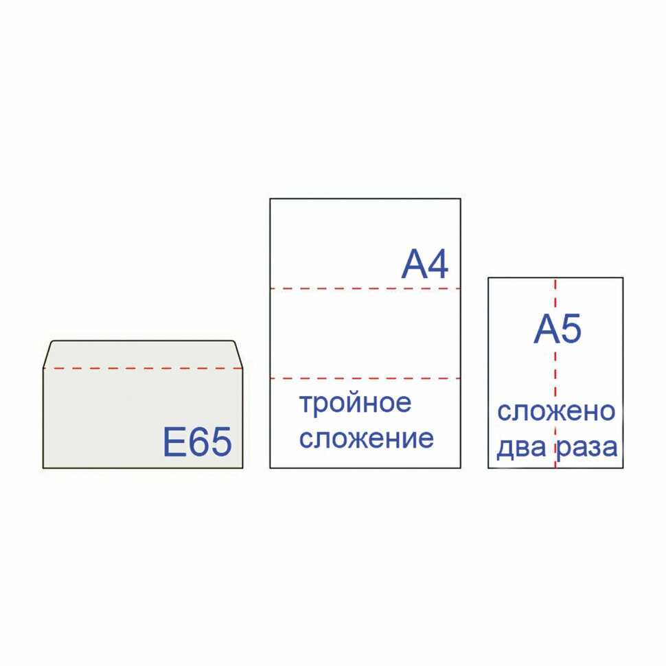 Конверты E65 (110х220 мм) правое окно, отрывная лента, 80 г/м2, комплект 1000 шт., внутренняя запечатка, Е65.03СО, 128296 - фотография № 2