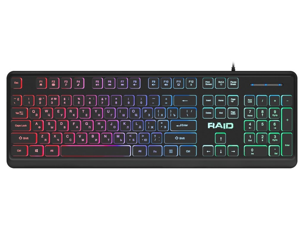 Игровая клавиатура для компьютера Defender Raid Rainbow мембранная (Full-size)