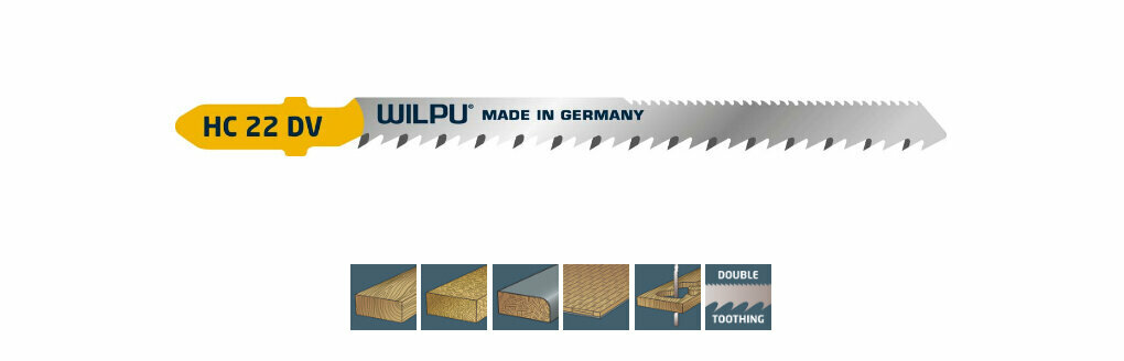 Пилка для лобзика WILPU HC 22 DV Арт.0217600005 Тип - T для ламината паркета ДСП уп. 5 шт