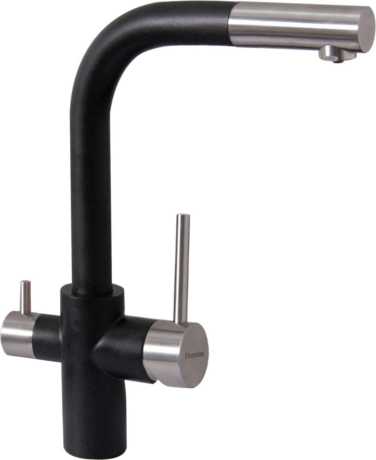 Смеситель Florentina Кристалл FL 333.32H.2123.302 для кухонной мойки, антрацит
