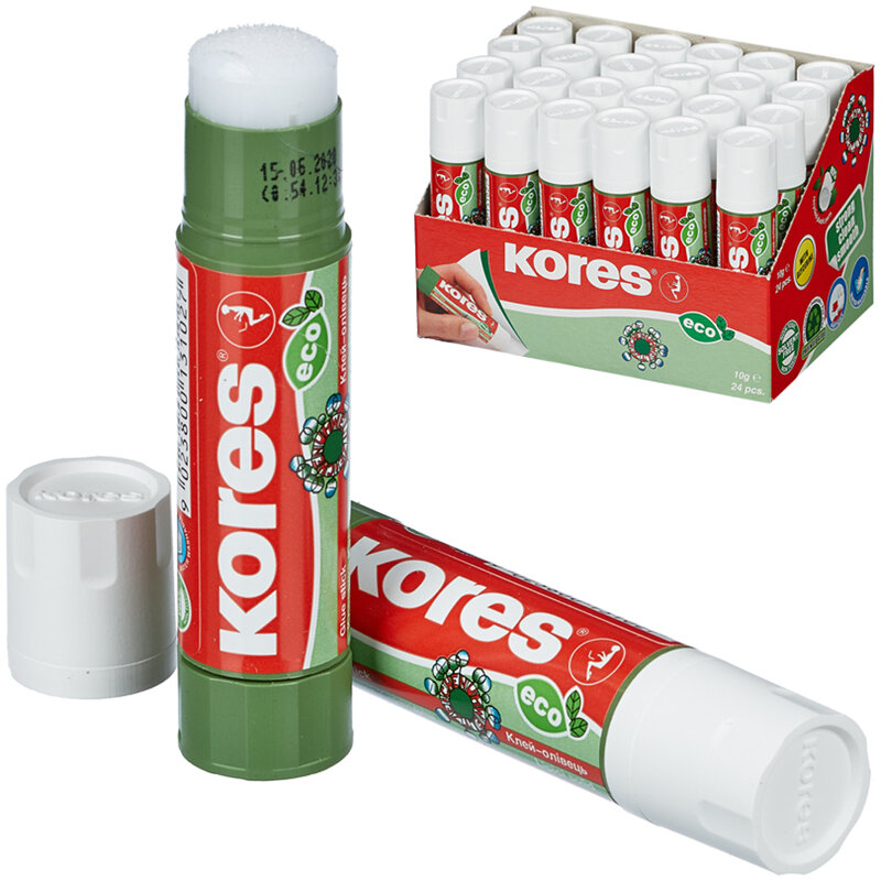 фото Клей-карандаш Kores "Glue-Eco", 10г, прозрачный, ПВП, 2 штуки