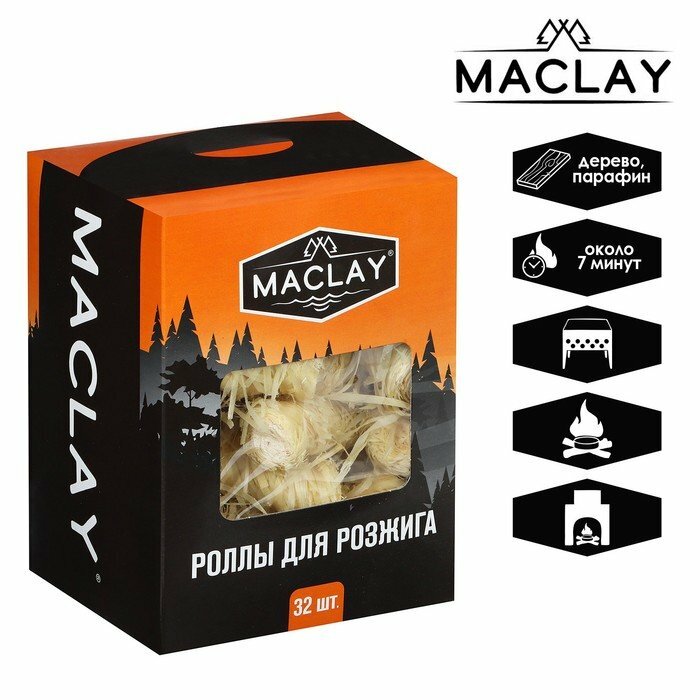 Роллы для розжига Maclay, 32 шт. (комплект из 4 шт) - фотография № 1