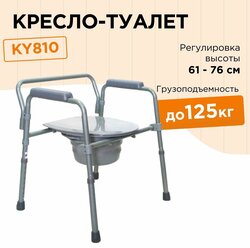 Кресло туалет КY810 с регулировкой высоты санитарный стул пассивного типа