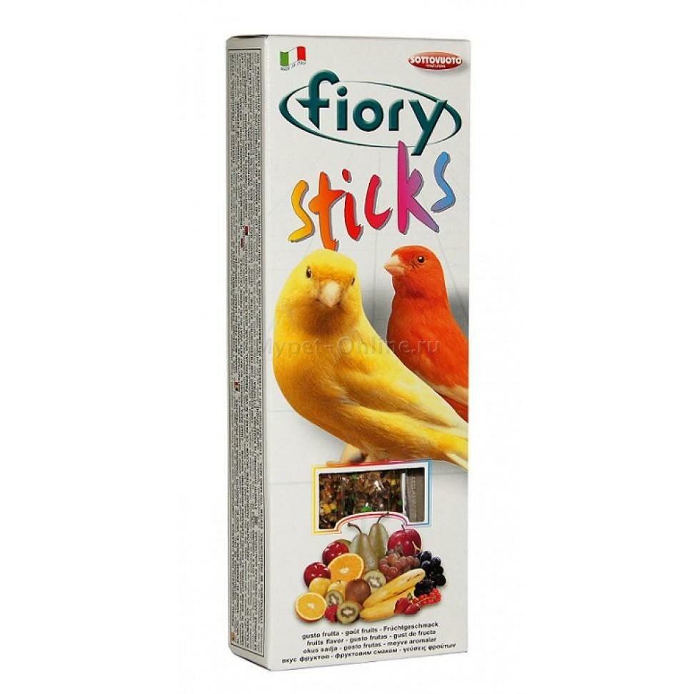 Лакомство для птиц Fiory Sticks, 60 г, фрукты, 2 шт.