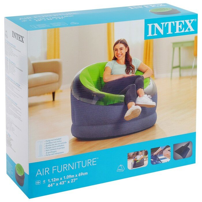 INTEX Кресло надувное, 112 х 109 х 69 см, цвета микс, 68582NP INTEX - фотография № 5