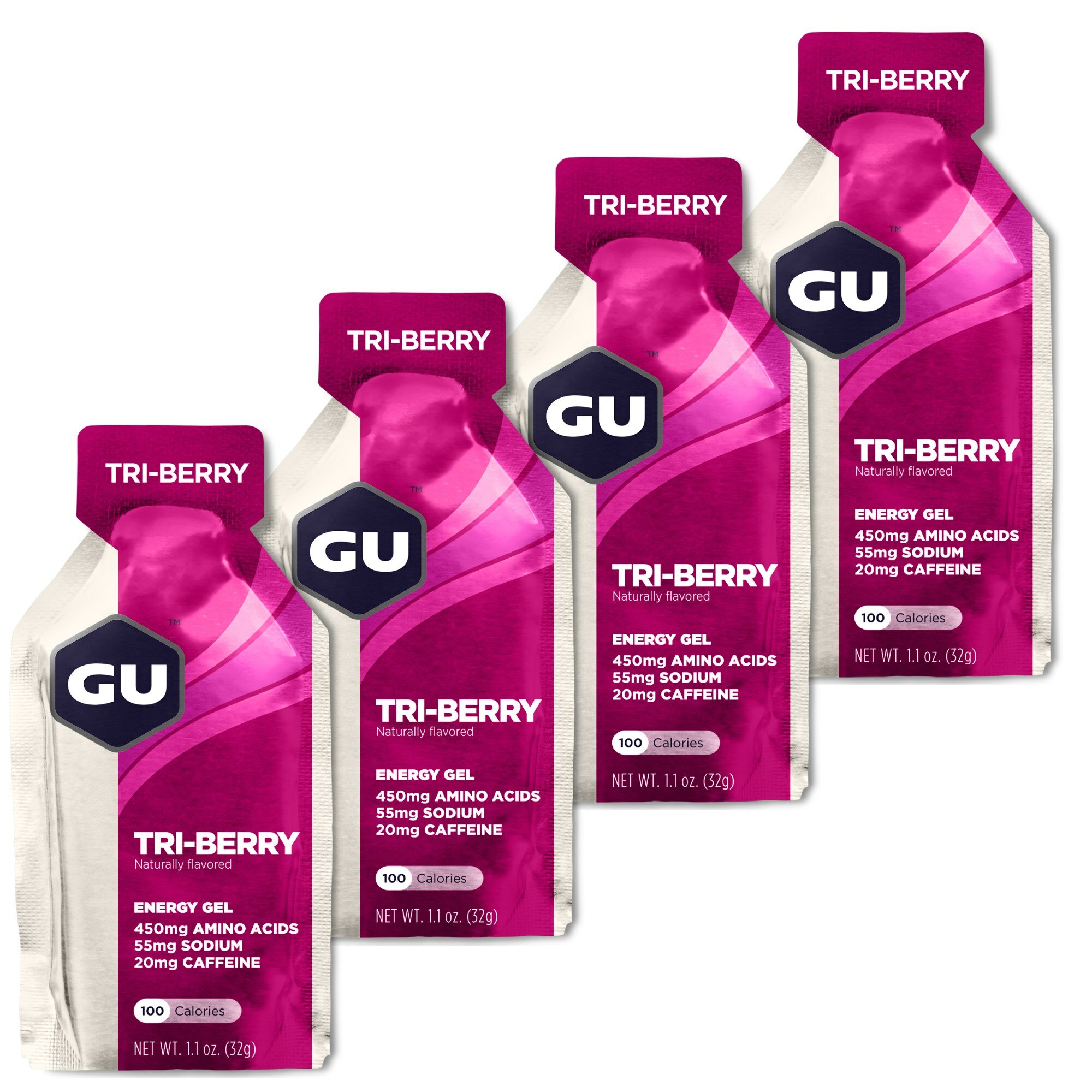 Гель питьевой GU ENERGY GU ORIGINAL ENERGY GEL 20mg caffeine 4 стика x 32 г, Лесные ягоды