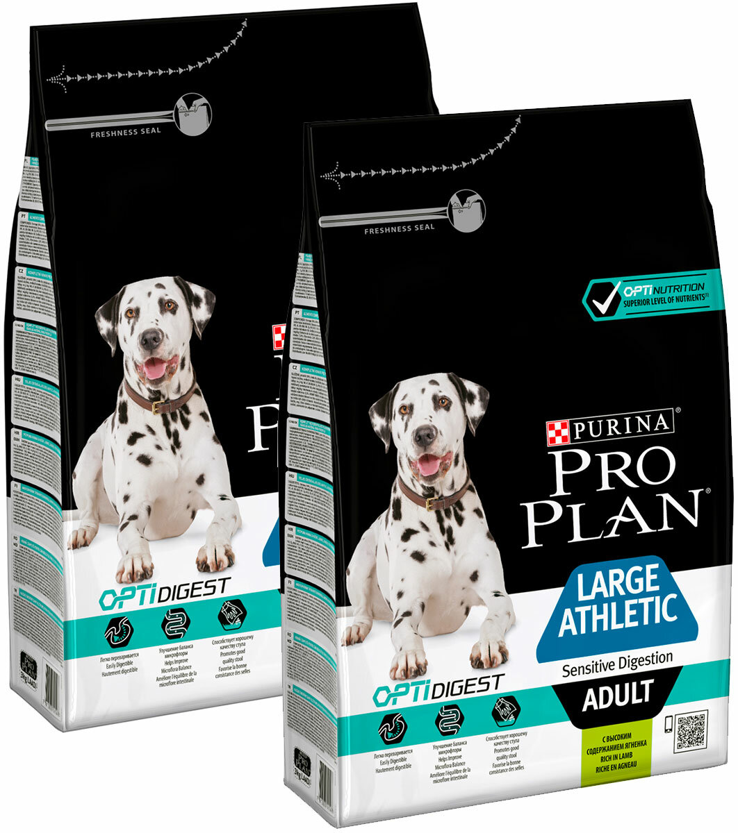 фото PRO PLAN ADULT DOG OPTIDIGEST LARGE ATHLETIC SENSITIVE DIGESTION для взрослых собак с чувствительным пищеварением с ягненком и рисом ( 3 + 3 кг)