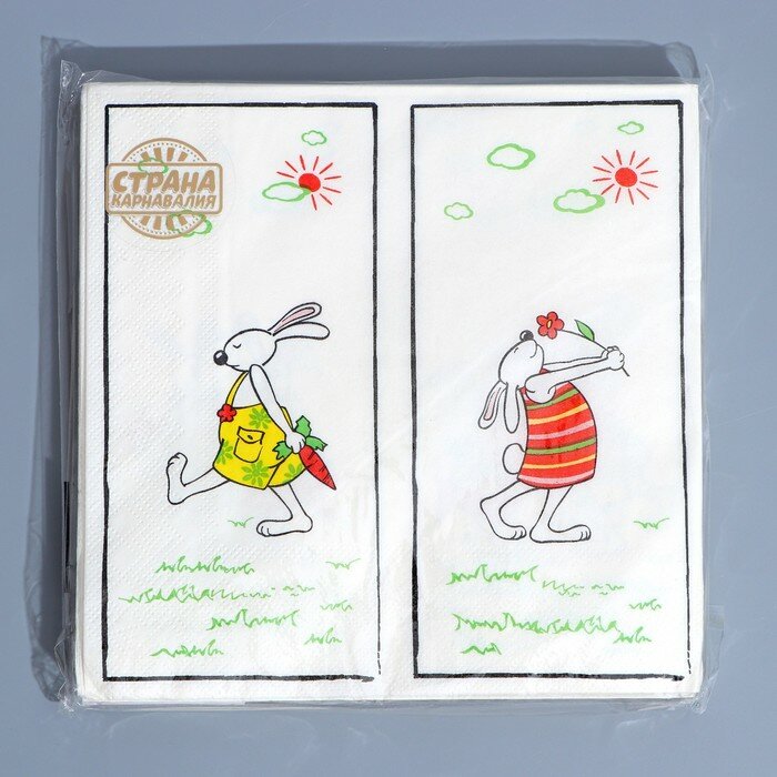 Салфетки бумажные «Пасхальные кролики», 33х33 см, набор 20 шт. - фотография № 3