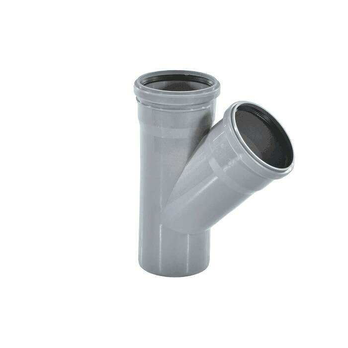 фото Тройник PP-H серый Дн 50х50х45гр б/нап в/к VALFEX 22050050
