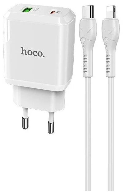 СЗУ HOCO N5 Favor dual port PD20W+QC3.0 charger set Lightning белый