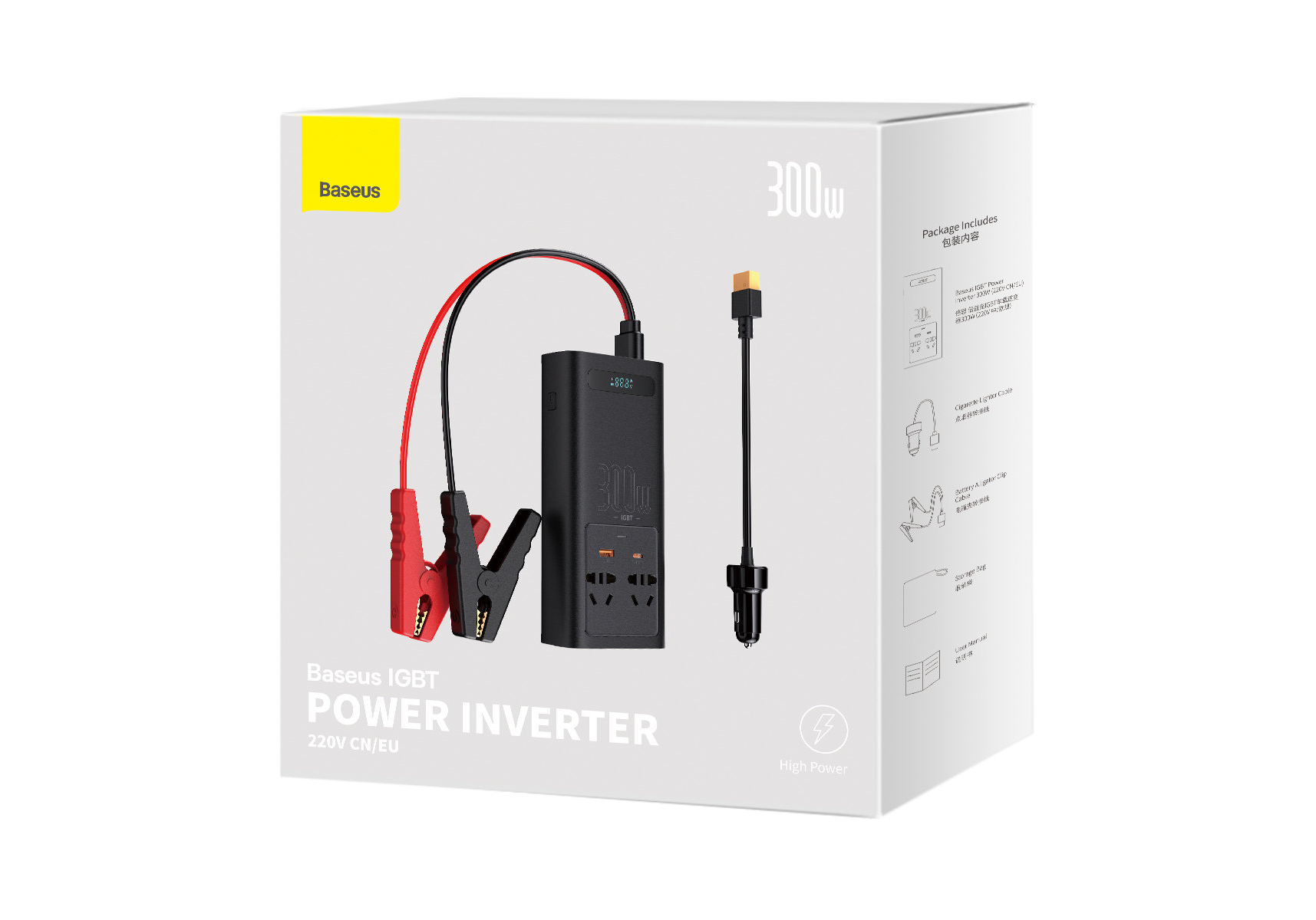Автомобильный инвертор Baseus IGBT Power Inverter 300W (220V CN/EU) Black (CGNB010101)